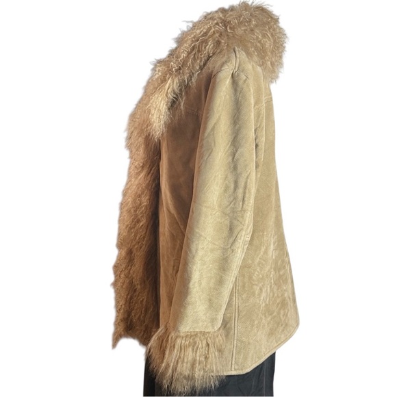 VNTG XOXO Brand 90s Penny Lane Genuine Suede Leather and Fur Coat - Picture 3 of 15